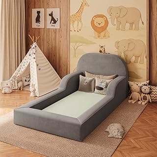 Cama Montessoriana Infantil Espuma Proteção Lateral + Colchão - Balaqui Decor Cor:grafite
