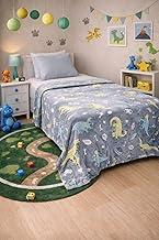 Manta Cobertor Infantil que Brilha no Escuro Dinossauros para Menino, 150x200cm, Azul