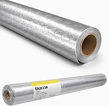 Papel Alumínio Autoadesivo para Fogão e Cozinha | Revestimento Metálico em PVC Textura Discreta | Para Balcão, Móveis e Parede | 60cm x 5m (Metálico)