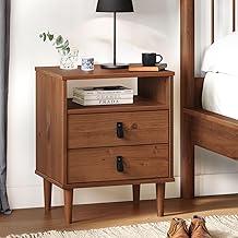 IDIMEX Mesa de Cabeceira Lateral Quarto Minimalista Madeira Mikka Castanho