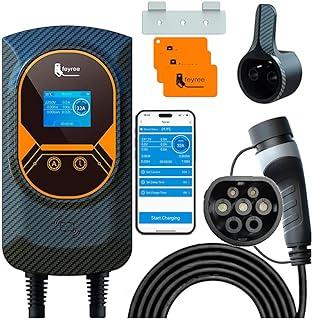 Carregador para Carro Elétrico Portátil, 7,6KW 8-10-13-16-25-32A 85-264V Type 2, Cabo de 5M,Carregador EV Tipo 2 para Carros Elétricos e Híbridos,Uso interno/externo,conexão de celular wi-fi/app