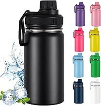 Garrafa Térmica Infantil - 350ml, Aço Inox 304 Parede Dupla de Isolamento 24horas Gelado, Tampa Rosca De Segurança, Anti Vazamento, BPA Free (Preto)