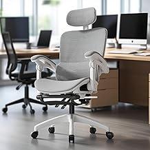 Cadeira de escritório ergonômica reclinável até 145° com apoio para os pés, almofada de ar, cabide e apoio de cabeça ajustável – Gamer e home office (Branco)