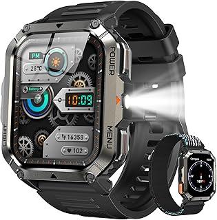 Relógio Inteligente Militar 2.01 Polegadas à Prova d'Água IP68 Bateria 900mAh 20 Dias Bluetooth Chamada 100+ Modos Esportivos Bússola Lanterna