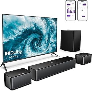 ULTIMEA Soundbar 5.1 Canais com Dolby Atmos, Sistema Home Theater Surround de 410W para TV, Barra de Som com Subwoofer, Surround e Graves Ajustáveis, Controle por Aplicativo, Poseidon D60