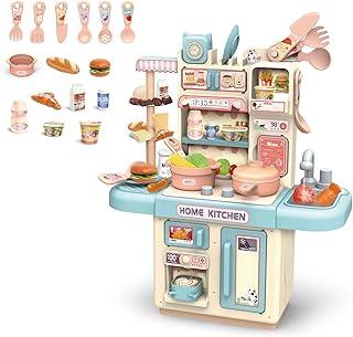 Cozinha Infantil Brinquedo com Som 33 Acessórios Sai Água de Verdade (Azul)