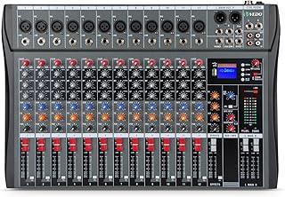 VDA212L Mesa de som 12 canals, Small Stage Bluetooth USB MP3, entrada 48V Phantom Power DJ Audio Network Karaoke Mobile Live High Power Mixer Professional 12 Channel Studio Audio Mixer 110V/220V