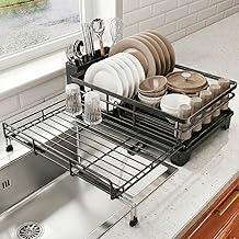 Decolab Escorredor de Louça Extensível - Bandeja para Saida de Água para Pratos de Sobremesa, Bowls (Preto)