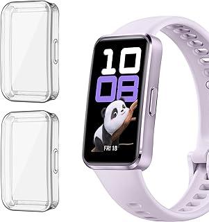 HAOZHI 2Peças Película Protetora Compatível com Huawei Band 10 9 8,Capa Capinha Bumper Case para Huawei Band 10,9,8 Protetor de Tela (Transparente+Transparente)