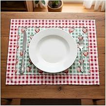 Jogo Americano de tecido Kit com 6 peças Retangular Jantar Mesa Posta (6, MORANGOS)