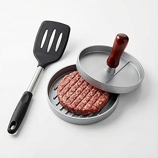 Kit com Espátula - Forma de Alumínio para Moldar Hambúrguer com Espátula de Silicone Premium Perfeito para Churrasco e Cozinha Caseira - Gourmet