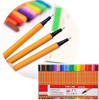 S'TYD Canetas Coloridas Ponta Fina, Fineline 0.4mm, Kit com 36 Cores, Ponteira de Metal, Tinta à Base de Água