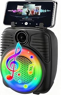 Caixa de Som Bluetooth Portátil 10W RGB com Suporte para Celular, Mini Soundbar com Microfone, Conexão Bluetooth 5.0 Estável, Som Potente e Claro, Bateria de Longa Duração