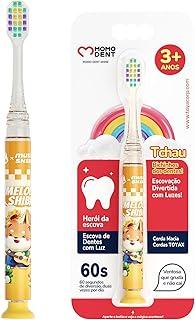 MOMODENT Escova de Dente Infantil com Luz LED, Cerdas Macias, Para Crianças a Partir de 3 Anos, Com Ventosa para Fixar na Parede ou na Bancada, Divertida para Escovar, Formato Fofo de Personagem, Proteção Suave para Gengivas (Laranja)