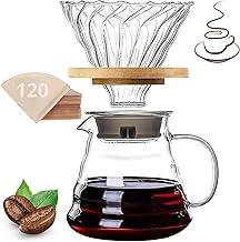 Kit Cafeteira 600ml, 120 Filtros v60, Cafés Jarra Vidro Borosilicato, Coador v60, Coador de Cafe Vidro, Clever Dripper, Kit Cafeteira Filtrador V60 Coador de Café Passador de Café