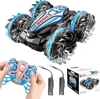 Carro Anfíbio de Controle Remoto, Carro Acrobático RC 4WD à Prova D'água, RC de 2,4 GHz com Rotação de 360° (Azul)