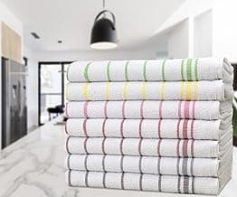 Kit Com 8 Panos de Prato Atoalhado Felpudo Copa Listrado