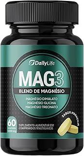 Magnesio Mag 3 Dimalato Treonato Glicina Magnesium 1000mg 100% Puro 60 Comprimidos Mastigaveis Sem Glúten Sabor Maracujá