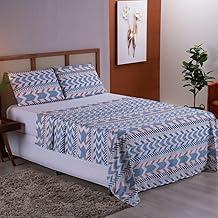 KIT LENÇOL COMPLETO 4 PEÇAS CAMA CASAL QUEEN PERCAL 400 FIOS COM LENÇOL DE ELÁSTICO LISO 2M X 1,60M (Geométrico)