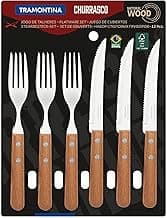 JOGO DE TALHERES PARA CHURRASCO DYNAMIC SORTIDOS COM LAMINAS DE ACO INOX E CABOS DE MADEIRA - 12 PEÇAS