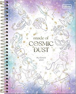 Tilibra - Planner Espiral 17,7 x 24 cm Magic 2024 - Fundo Branco com Manchas Rosa,Azul e Verde- Made Of Cosmic Dust