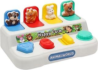 Brinquedo Educativo 1 Ano Bebe Montessori Pop-up Menino Menina Coordenação Motora Animal World Presente Dia das Crianças Causa e Efeito Quebra Cabeça Infantil Primeiros Passos