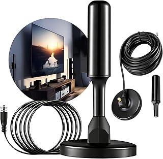 Antena Digital Interna e Externa HDTV 4K com Cabo 5m e Base Magnética – Capta Sinal HD UHF/VHF – Compatível com Smart TV LG, Samsung, Philips