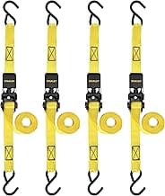 STANLEY S9500 Correias de catraca preta/amarela 2,54 cm x 3 m – Transporte leve de carga (resistência à ruptura), pacote com 4