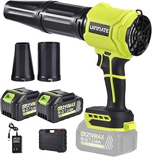 Soprador de folhas sem fio com 2 baterias e carregador, sopradores elétricos para cuidados com o gramado e jardim, sopradores de licença alimentados por bateria de 21 V 4000 mAh, soprador