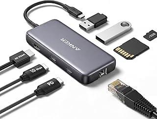 Anker Hub USB-C 555 (8 em 1), com Entrega de Energia de 100W, Porta HDMI 4K 60Hz, Portas de Dados USB-C e 2 USB-A de 10Gbps, Ethernet, Leitor de Cartão microSD/SD, para MacBook Pro,Dell XPS e mais