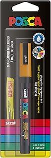 POSCA, UNI, Caneta Marcador PC-3M, Ponta Fine, traço de 0,9mm a 1,3mm, Amarelo Bright, Blister com 1 Unidade