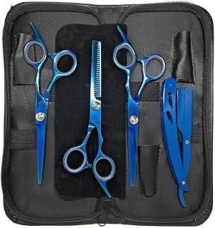 Kit Barbeiro Aço Inox Cabeleireiro Tesouras Navalha Pentes Barbearia Corte Masculino Profissional Barbeiro Cabeleireiro - Upshop (Azul)