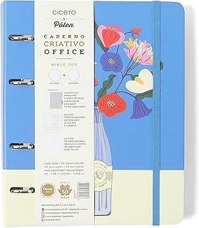 CADERNO CRIATIVO ARGOLADO OFFICE DUO DOCE FLORADA PAUTADO & PONTADO A5 GARRAFA