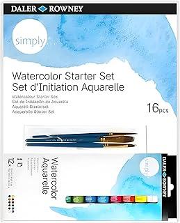 DALER ROWNEY Simply Watercolour, Kit Aquarela para Iniciantes 16 Peças