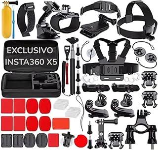 Acessórios para Insta360 X5 Kit com 65 Itens Maleta Protetora Suporte de Cabeça Tripé e Bastão para Esportes e Aventuras