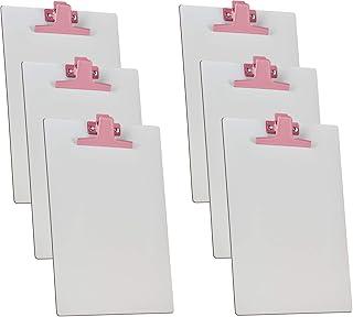 Acrimet Prancheta MDF Branco A4, 23 cm X 33 cm, Prendedor Metálico Rosa, 6 Unidades, 119.2