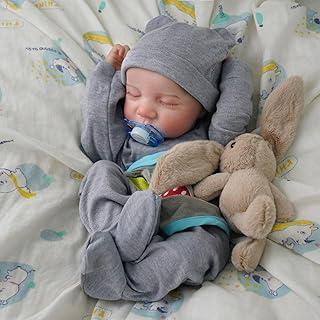 Boneco Bebê Reborn Menino Realista Silicone Cabelo Pintado Boneca Infantis (48cm Cinza)