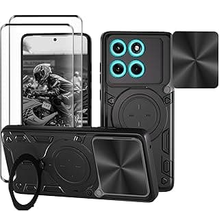 Capa para Motorola Moto Edge 60 Pro Capinha à prova de choque - com protetor de tela, suporte para anel - Preto