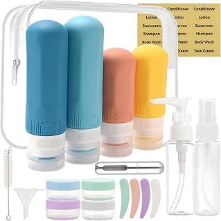 Kit Viagem Frascos De Silicone E Pote Para Cremes E CosméTicos, Shampoo, Necessaire Transparente, Porta Shampoo, Conjunto De Higiene Pessoal Com 18 Itens (18)