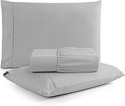 Jogo de lençol Casal 3 Peças 400 Fios Percal Flex com Ponto Palito Toque Super Macio (Cinza, Casal)