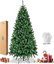 Árvore de Natal Luxo Pinheiro, 1.8M 900 Galhos, Folhagem Exuberante e Bela Decoração Festiva. Perfeito para Presentes e Decorações de Natal, Equipado com Luvas de Instalação (Verde-1)