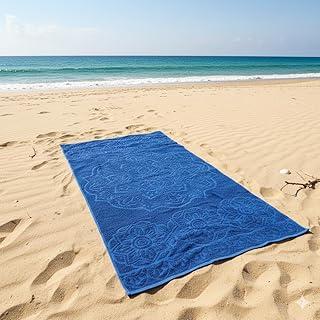 Toalha Praia Piscina Gigante Azul Mandala Relevo 100% Algodão Leve Viagem