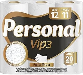 Personal Papel Higiênico Vip Folha Tripla Com 12 Rolos De 20M