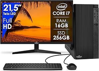 Computador Completo Intel Core i7 16GB SSD 256GB Monitor 21,5" 4 Núcleos Super Turbo Pc Hdmi Teclado e Mouse Strong Tech