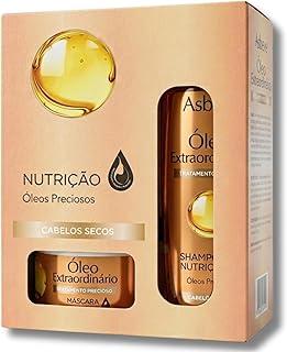 Kit Shampoo e condicionador para cabelo seco - Nutrição Profissional Asbel - Óleo extraordinário - Com Óleos Nobres e Proteção Térmica (3 Itens)