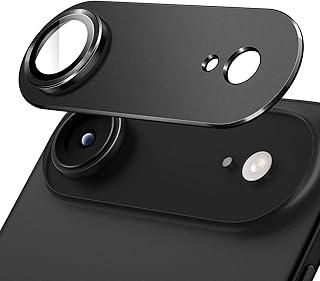 JETech Protetor de Lente de Câmera para iPhone Air, Cobertura Total Capa de Anel de Vidro Temperado 9H, Placa de Metal Fosco, Compatível com Capa, 1 Pacote (Preto)