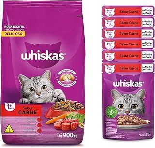 Ração para Gatos Whiskas Carne 900g Adulto + 6 Sachês