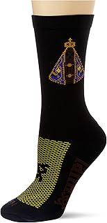 Meia HUPI Nossa Senhora Aparecida Cano Médio 1 Par, Cor: Preto, Tamanho Plus 42-46