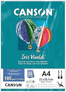 CANSON Iris Vivaldi, Papel Colorido A4 em Pacote de 25 Folhas Soltas, Gramatura 185 g/m², Cor Mar Caribe (26)