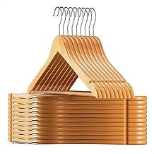 Kit 30 Cabides de Madeira Adulto 360° Para Roupas Calças Cor Marfim Envernizados